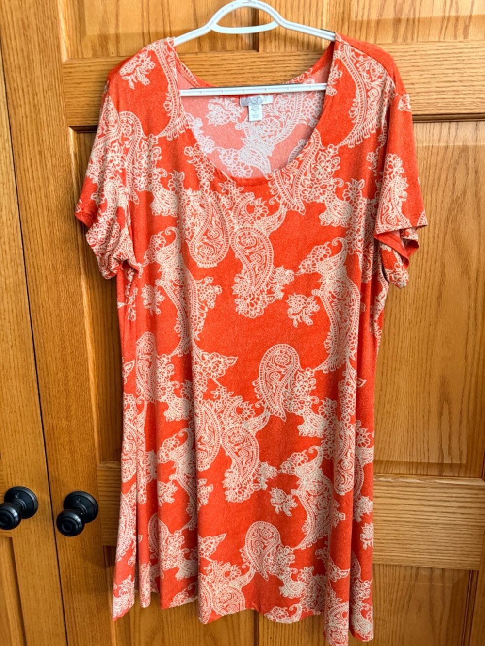 Coral Paisley Short Sleeve Tunic Dress
